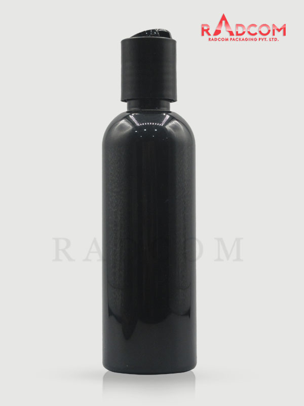 100ML Boston Opaque Black Pet Bottle with Black Disc Top